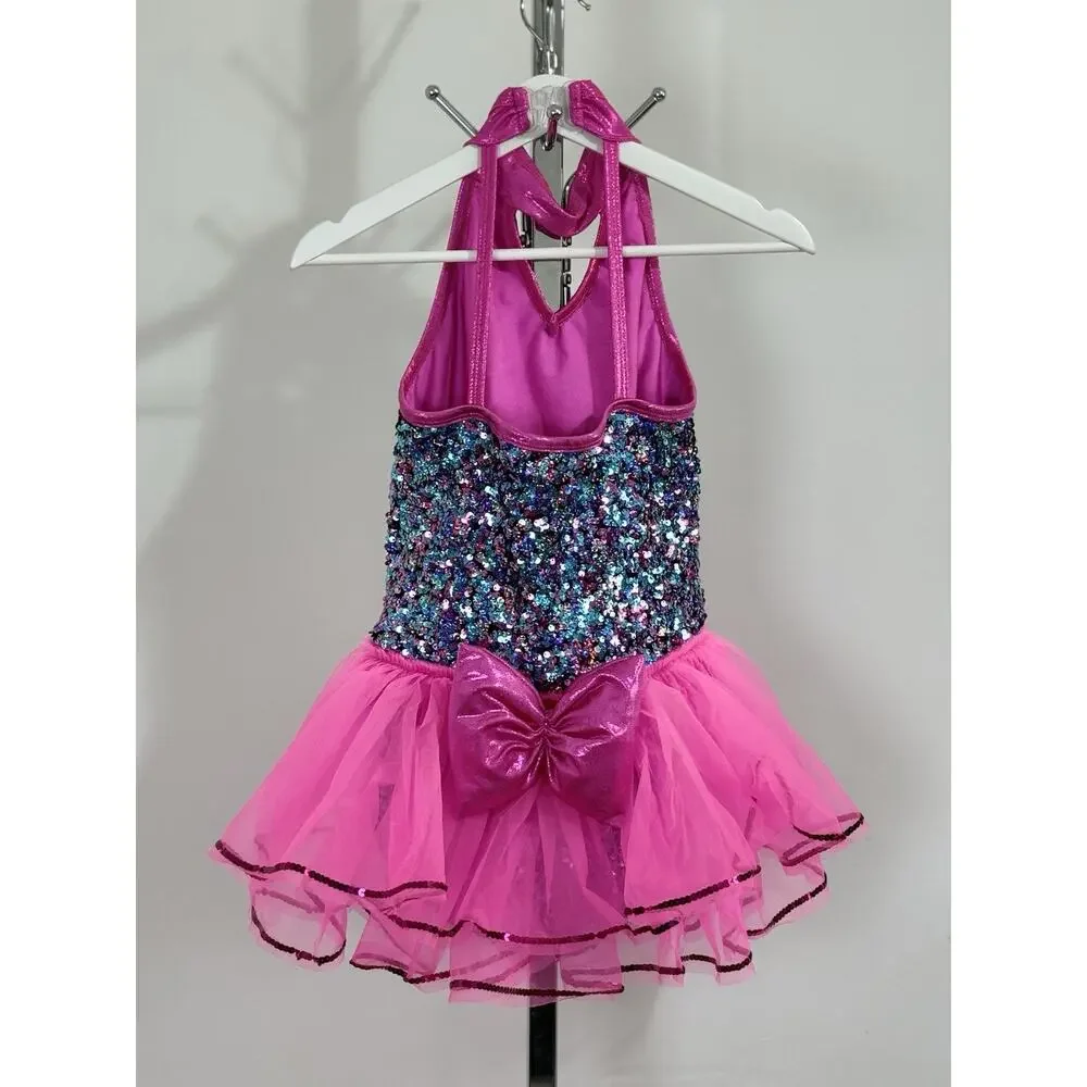 A Wish Come True Girls Size XL Sequin Dance Costume Leotard Tutu Skating